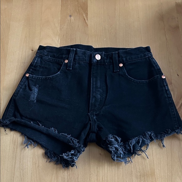 Wrangler Black Frayed Jean Shorts - Picture 1 of 3